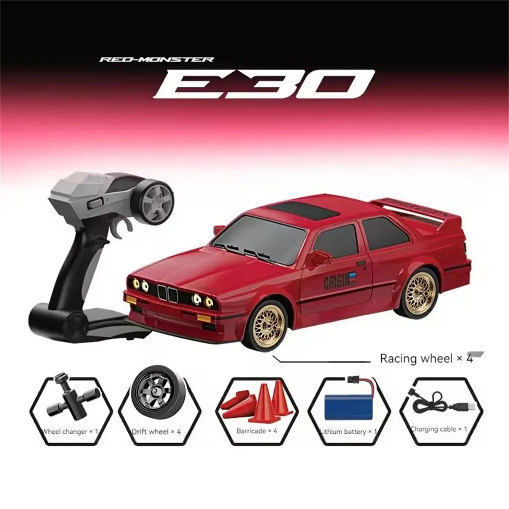 KAMTOM KM777A RTR 1/16 2.4G 4WD Drift RC Car Mini Race LED Light Retro E30 Sports High Speed Racing On-Road Electric Remote Radio Control Vehicles Model RTR Child Toys Boys Kids Gifts