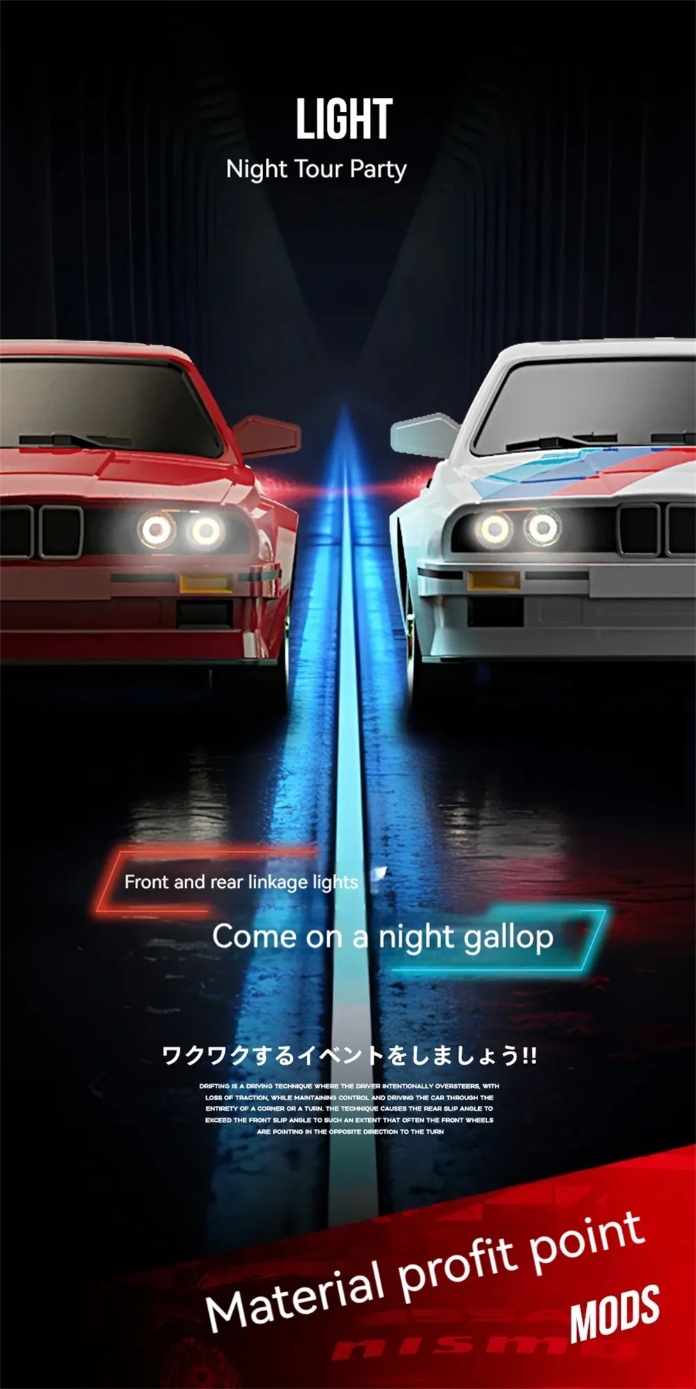 KAMTOM KM777A RTR 1/16 2.4G 4WD Drift RC Car Mini Race LED Light Retro E30 Sports High Speed Racing On-Road Electric Remote Radio Control Vehicles Model RTR Child Toys Boys Kids Gifts
