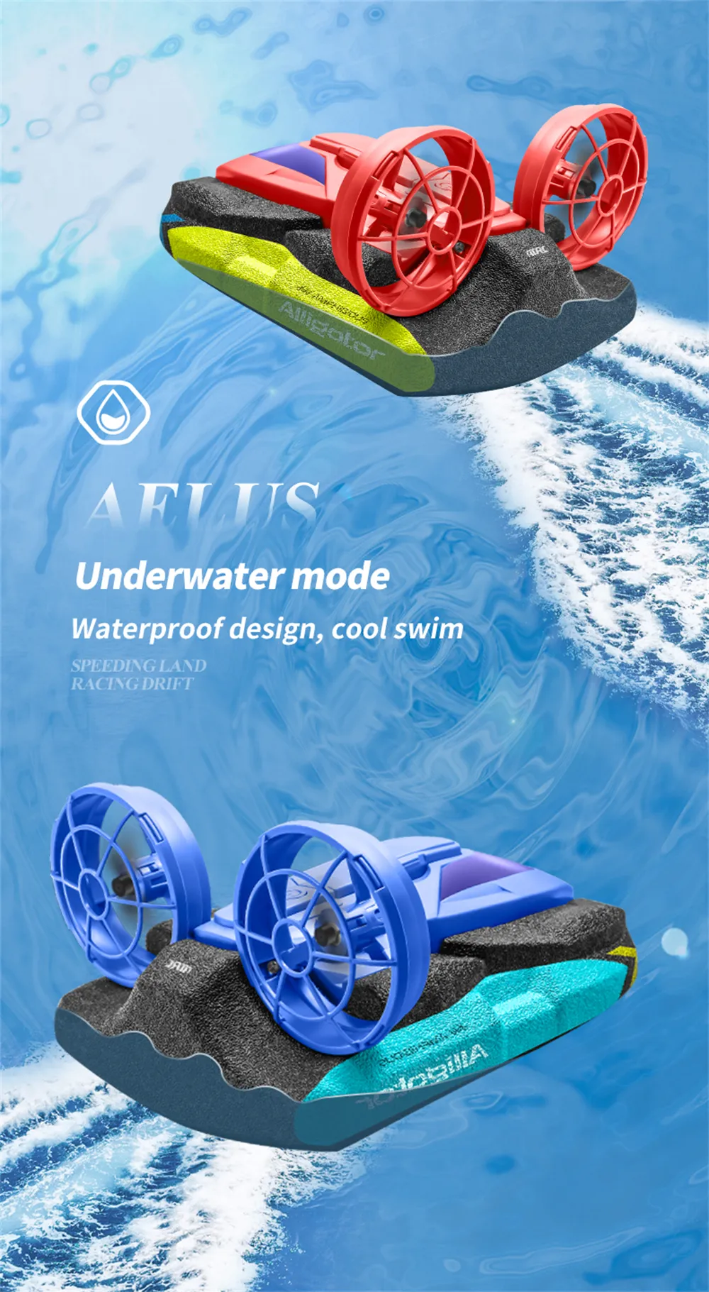 4DRC S10 2.4G wasserdichte coole Beleuchtung Racing Drift Amphibious 2 in1 RC Auto Boot RTR Fahrzeugmodelle