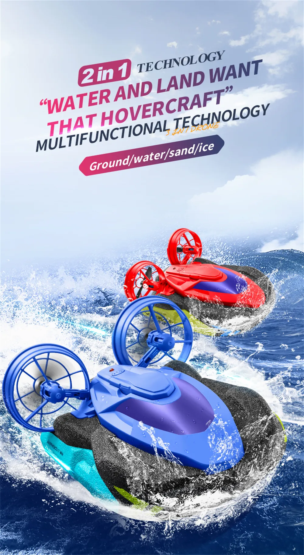 4DRC S10 2.4G wasserdichte coole Beleuchtung Racing Drift Amphibious 2 in1 RC Auto Boot RTR Fahrzeugmodelle