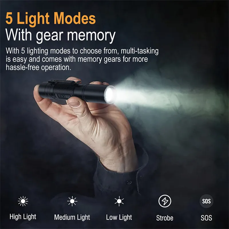 SEEKNITE RJ13 500LM Mini Powerful LED Keychain Flahslight With 14500 Battery Portable Penlight Pocket Lamp Strong Light Handy Lanterna for Camping Outdoor Activities