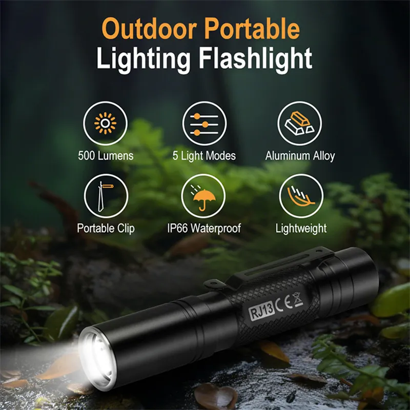 SEEKNITE RJ13 500LM Mini Powerful LED Keychain Flahslight With 14500 Battery Portable Penlight Pocket Lamp Strong Light Handy Lanterna for Camping Outdoor Activities
