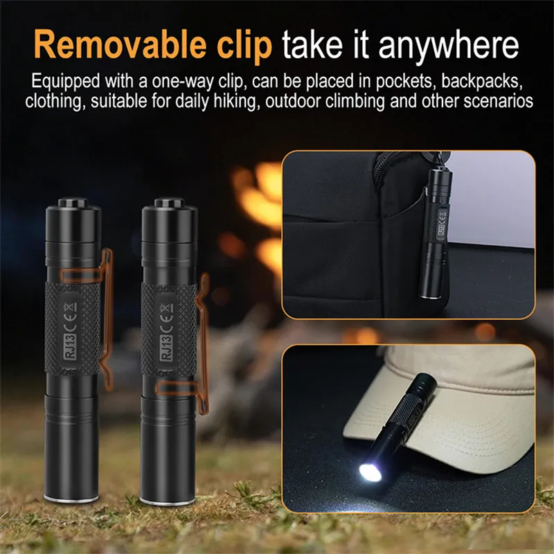 SEEKNITE RJ13 500LM Mini Powerful LED Keychain Flahslight With 14500 Battery Portable Penlight Pocket Lamp Strong Light Handy Lanterna for Camping Outdoor Activities