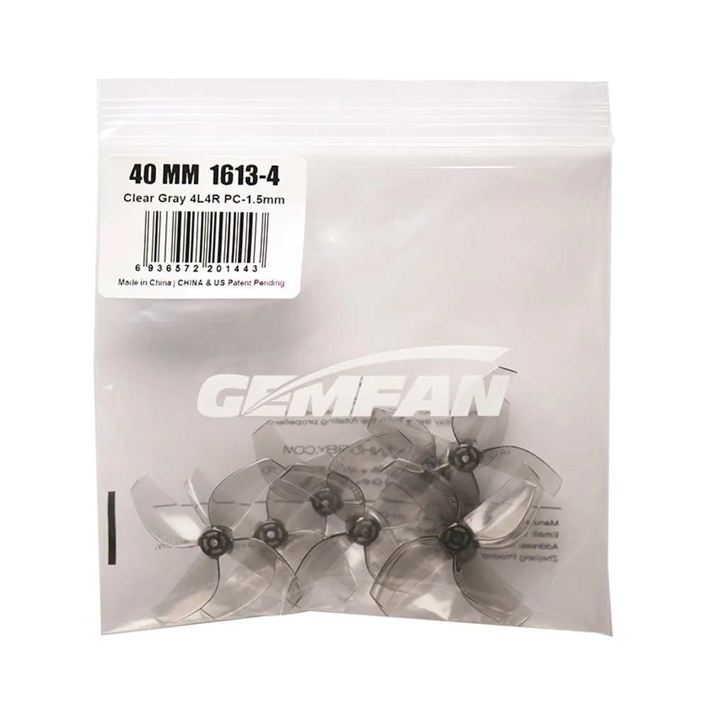 4 Pairs GEMFAN 1613 40mm 1.6 Inch 4 Blade PC Propeller 1mm / 1.5mm for FPV Racing Drones Compatible with 0802 1102 Motor