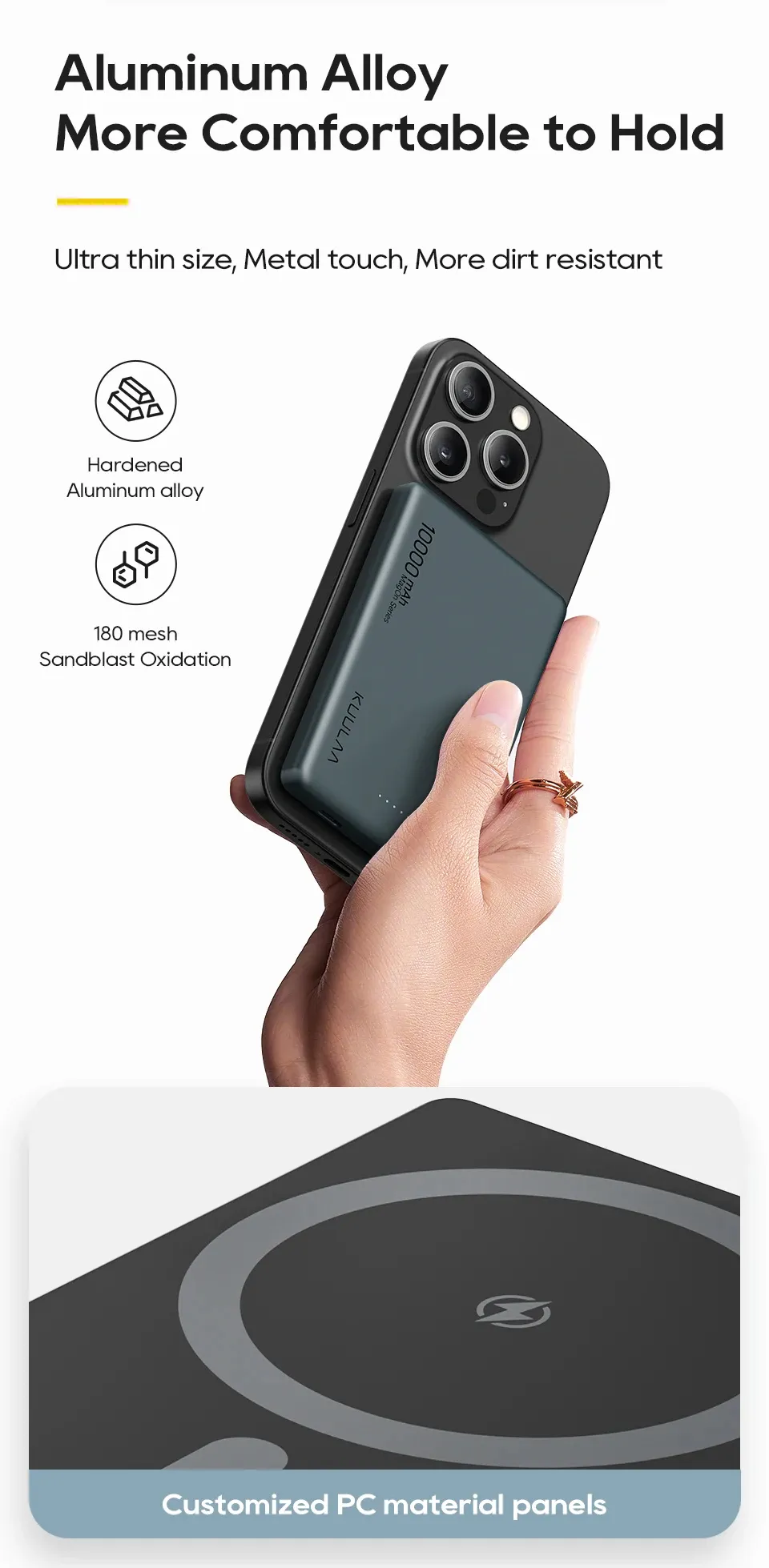 KUULAA Magsafes 20W 38.5Wh 10000mAh Power Bank Support Wireless/Wired Charging External Battery Power Supply with 1 Input & 2 Outputs Fast Charging for iPhone 16 16 Pro 15 14 13 Pro Max for Huawei Mate XT for Samsung Galaxy Z Flip6
