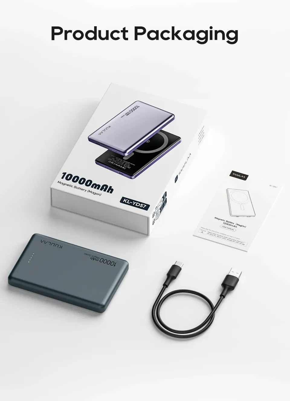 KUULAA Magsafes 20W 38.5Wh 10000mAh Power Bank Support Wireless/Wired Charging External Battery Power Supply with 1 Input & 2 Outputs Fast Charging for iPhone 16 16 Pro 15 14 13 Pro Max for Huawei Mate XT for Samsung Galaxy Z Flip6