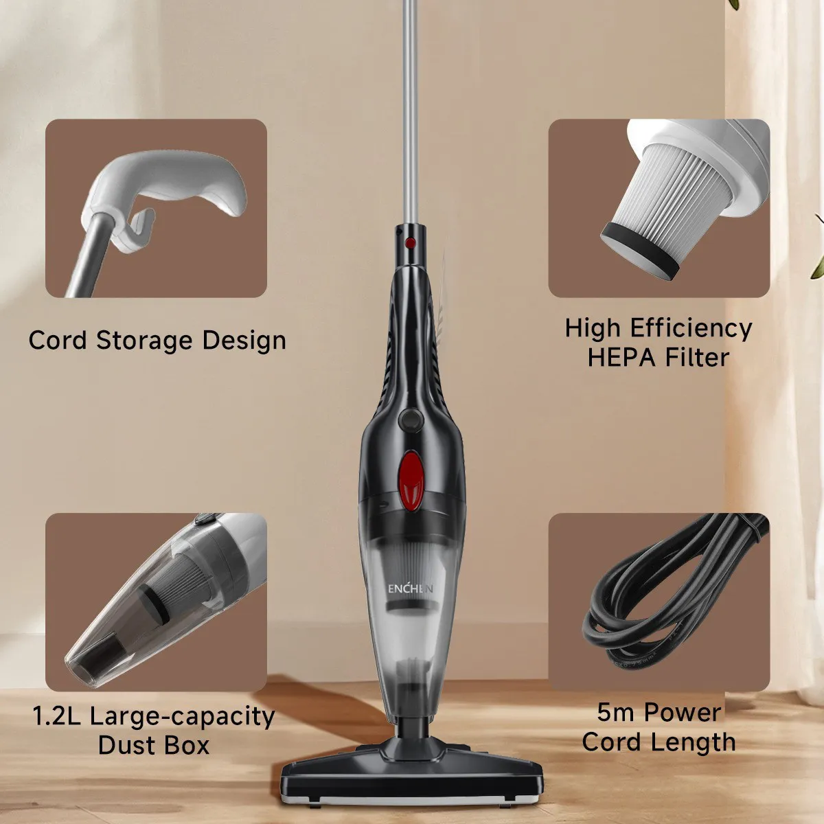 ENCHEN 2-in-1 Multifunctional Handheld 14Kpa Vacuum Cleaner for Home Cleaning 650W Powerful Vacuum Cleaner