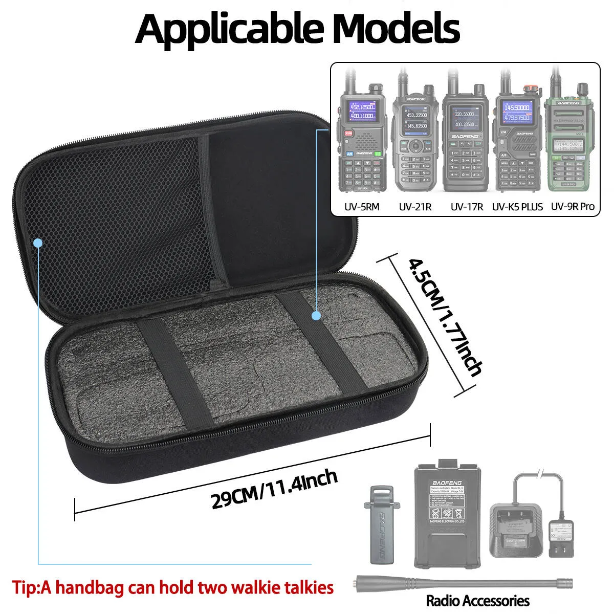 UV-5RH、UV-21 PRO、UV-17 PRO、UV-K5 PLUS、UV-9R Pro用トランシーバーキャリングケース、高品質EVA防水防塵ラジオアクセサリー収納バッグ UV-5RH、UV-21 PRO、UV-17 PRO、UV-K5 PLUS、UV-9R Pro用トランシーバーキャリングケース、高品質EVA防水防塵ラジオアクセサリー収納バッグ