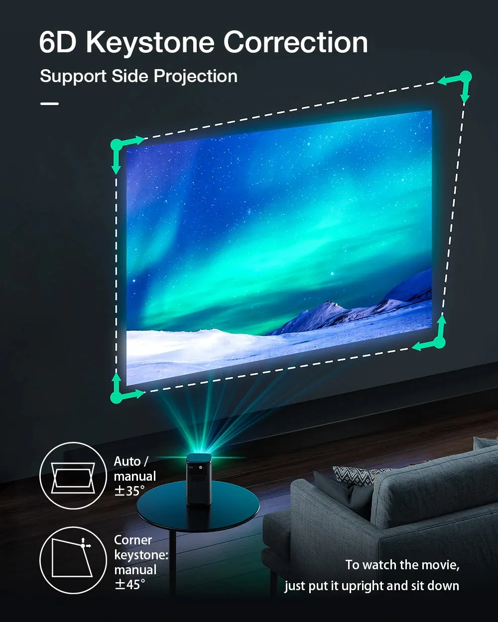 BlitzWolf® BW-VT2 ProMax DLP Mini Projector WIFI6 Android TV Bluetooth 5.0 Auto Focus Auto Keystone Correction Netflix YouTube Built-in Battery 3D Home Theater Outdoor Movie