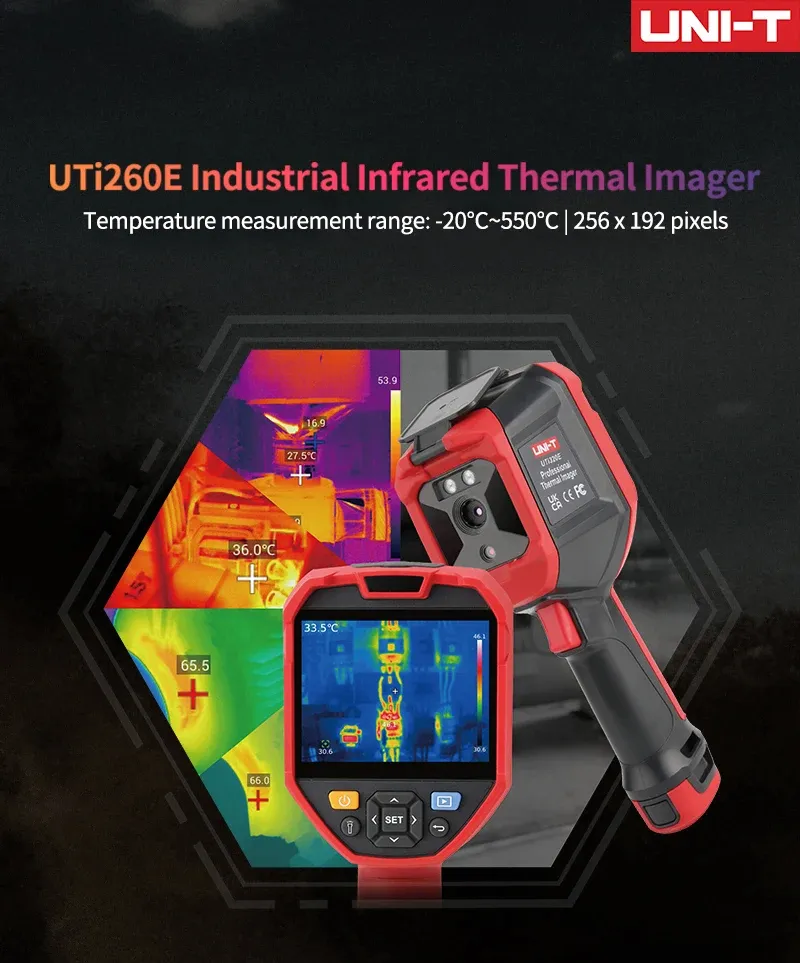 UTI260E Thermal Imager Handheld Infrared Camera 256x192 High Resolution -20℃ to 550℃ Temperature Range Wi-Fi Support IP54 UTI260E Thermal Imager Handheld Infrared Camera 256x192 High Resolution -20℃ to 550℃ Temperature Range Wi-Fi Support IP54