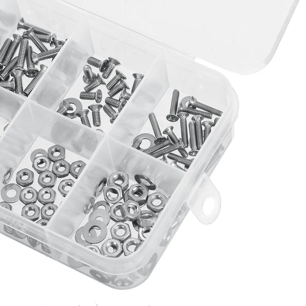 240PCS M2 M2.5 M3 Countersunk Phillips Head Screw Nuts Washers Combo Accessories Set Spare Parts for Fixed Wing RC Airplane