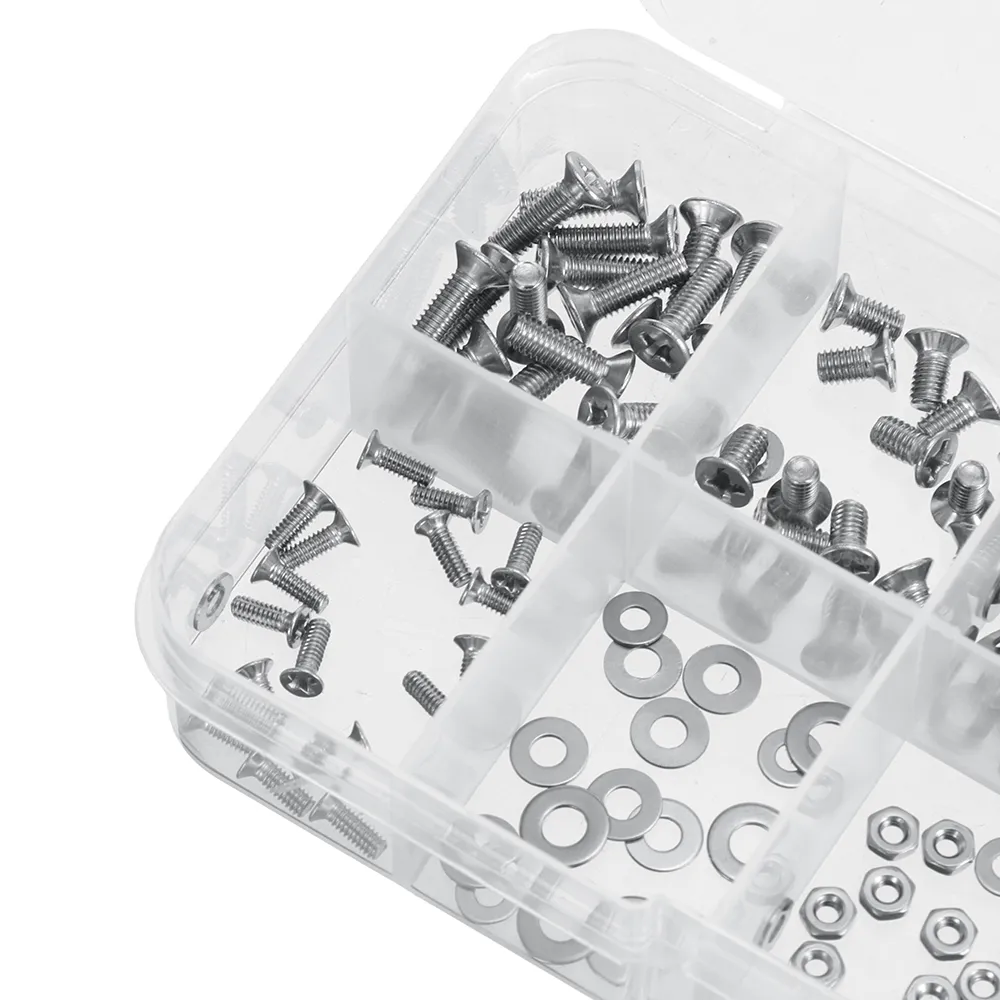 240PCS M2 M2.5 M3 Countersunk Phillips Head Screw Nuts Washers Combo Accessories Set Spare Parts for Fixed Wing RC Airplane