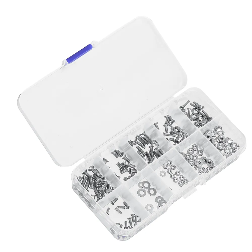 240PCS M2 M2.5 M3 Countersunk Phillips Head Screw Nuts Washers Combo Accessories Set Spare Parts for Fixed Wing RC Airplane