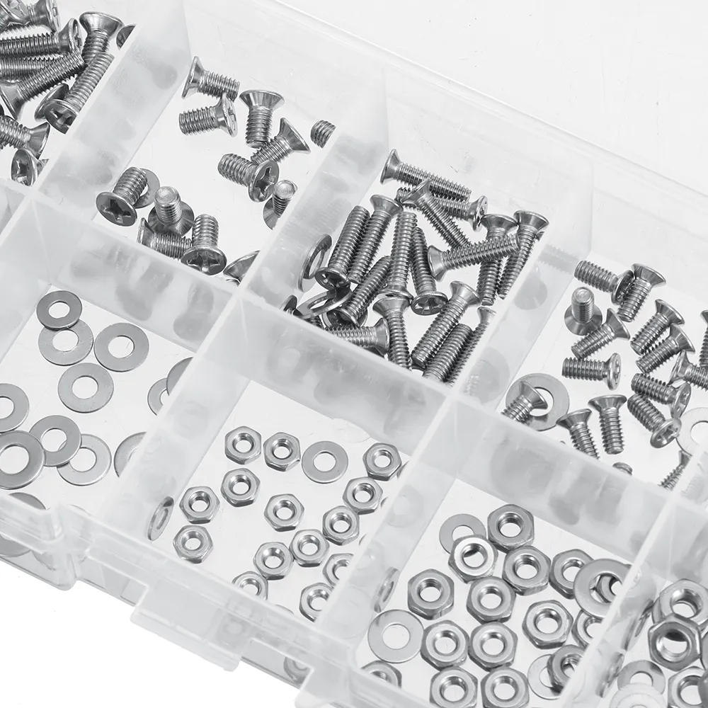 240PCS M2 M2.5 M3 Countersunk Phillips Head Screw Nuts Washers Combo Accessories Set Spare Parts for Fixed Wing RC Airplane