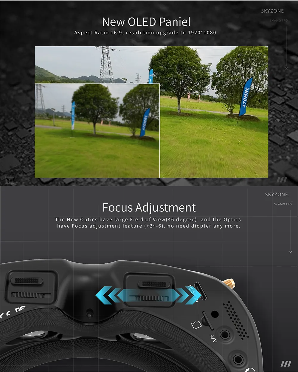 Skyzone SKY04O PRO FPV Video Goggles 5.8GHz Receiver 42 Degree 1280*720 Resolution OLED Display for RC Drone Skyzone SKY04O PRO FPV Video Goggles 5.8GHz Receiver 42 Degree 1280*720 Resolution OLED Display for RC Drone