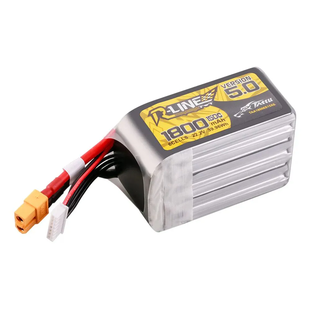 Tattu R-Line Version 5.0 1800mAh 6S 22.2V 150C Lipo Battery XT60 for GEPRC Vapor D6 HD O4 Pro 6S RC FPV Racing Drone Tattu R-Line Version 5.0 1800mAh 6S 22.2V 150C Lipo Battery XT60 for GEPRC Vapor D6 HD O4 Pro 6S RC FPV Racing Drone