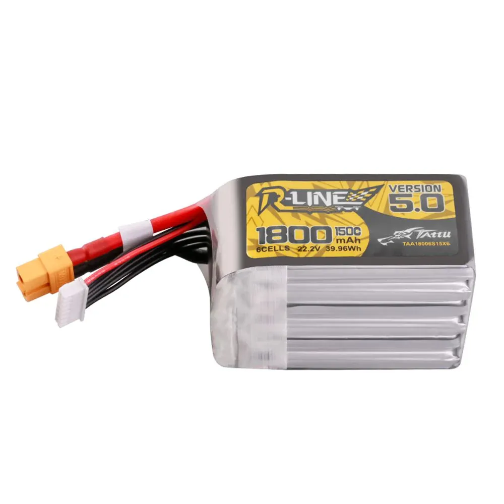 Tattu R-Line Version 5.0 1800mAh 6S 22.2V 150C Lipo Battery XT60 for GEPRC Vapor D6 HD O4 Pro 6S RC FPV Racing Drone Tattu R-Line Version 5.0 1800mAh 6S 22.2V 150C Lipo Battery XT60 for GEPRC Vapor D6 HD O4 Pro 6S RC FPV Racing Drone