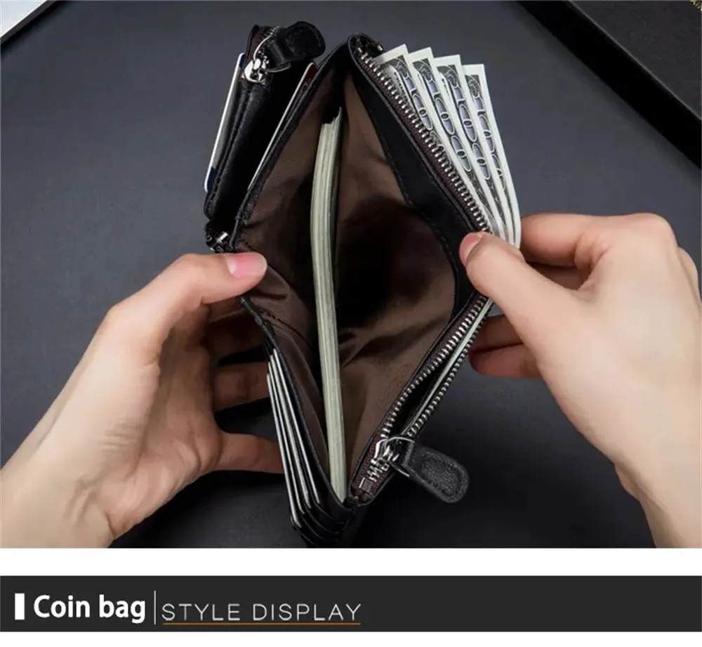 BULLCAPTAIN Men's Genuine Leather Wallet Detachable Coin Purse Large Capacity Multi-card Slots Card Holder Money Clip BULLCAPTAIN Men's Genuine Leather Wallet Detachable Coin Purse Large Capacity Multi-card Slots Card Holder Money Clip