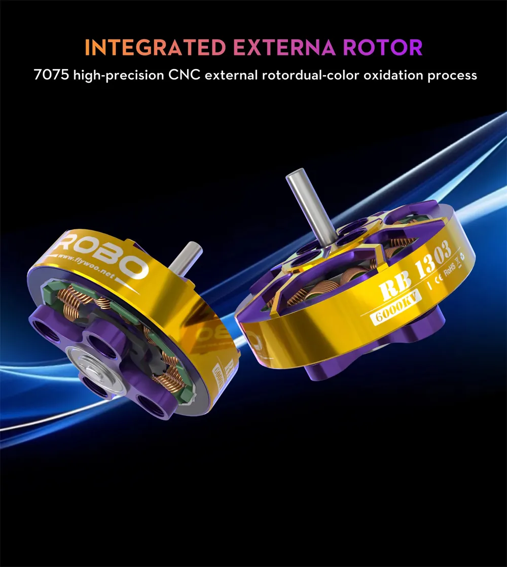 1PC / 4PCS FLYWOO ROBO 1303 6000KV 2-4S Brushless Motor 1.5mm Shaft for RC FPV Racing Drone