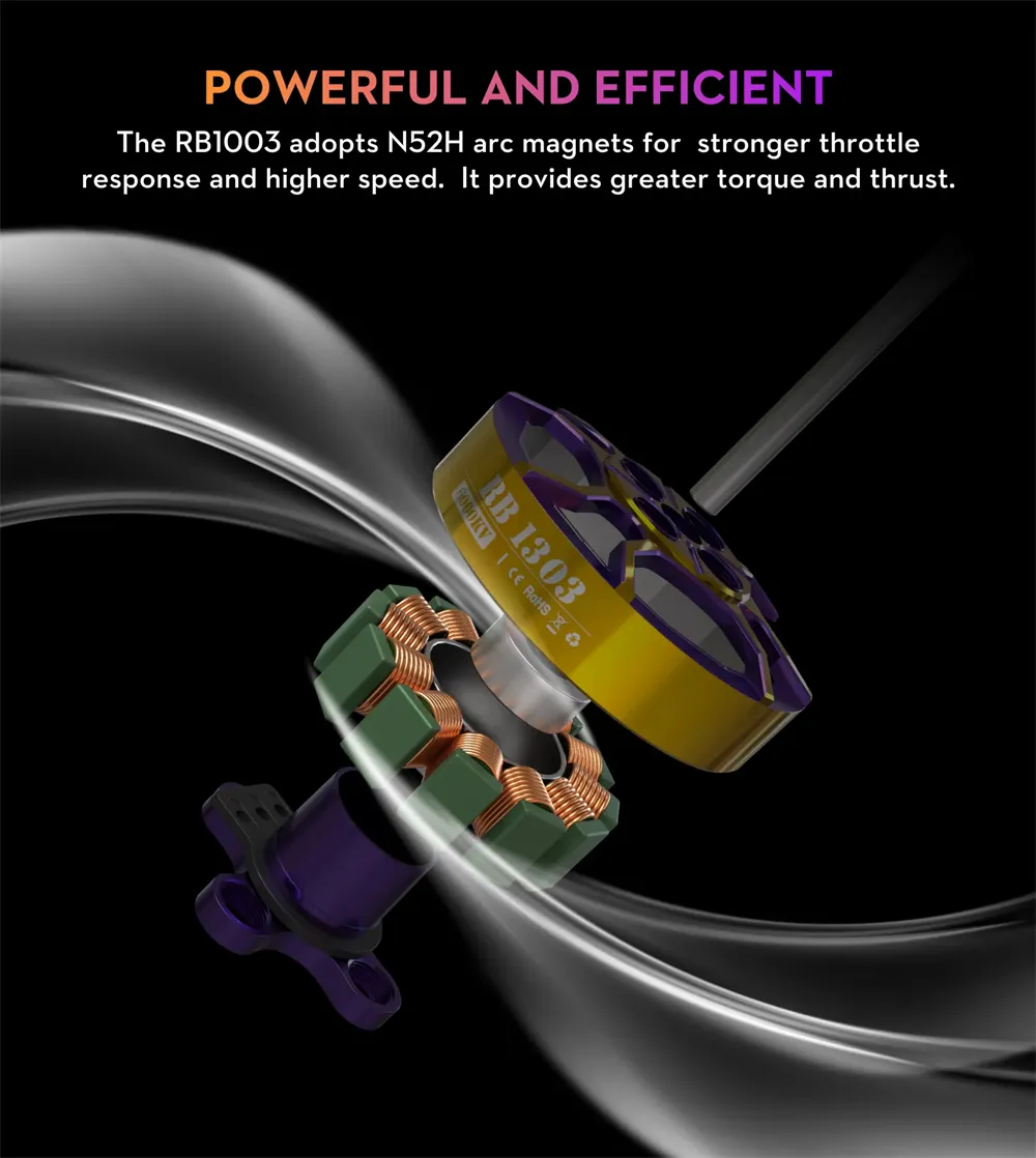 1PC / 4PCS FLYWOO ROBO 1303 6000KV 2-4S Brushless Motor 1.5mm Shaft for RC FPV Racing Drone