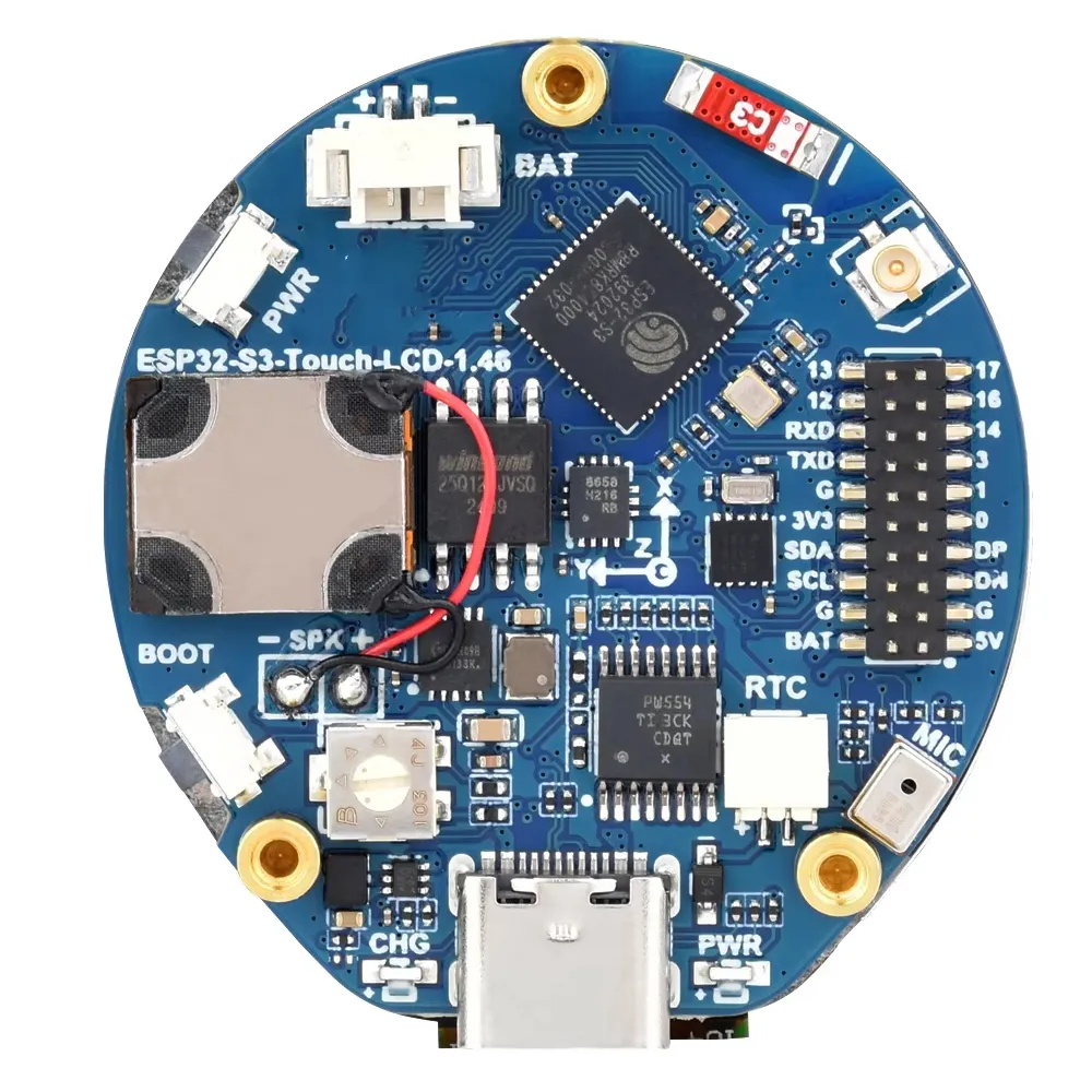 ESP32-S3 Touch LCD 1.46 inch Round Display WiFi Bluetooth Audio Play Dual-Core 6-Axis IMU Gyroscope Development Board