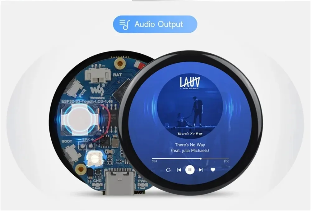 ESP32-S3 Touch LCD 1.46 inch Round Display WiFi Bluetooth Audio Play Dual-Core 6-Axis IMU Gyroscope Development Board