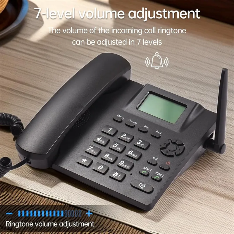 DDK995+ Fixed Wireless Landline Phone Desktop Telephone Support GSM Dual SIM Card 2G Cordless Phone with Antenna