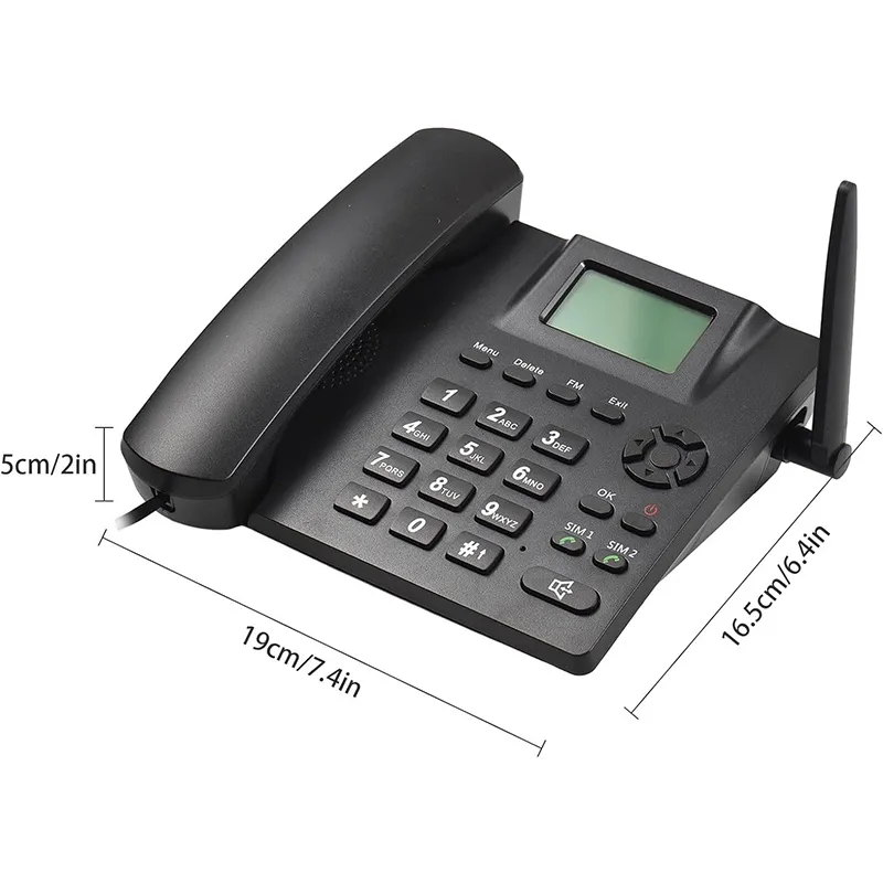 DDK995+ Fixed Wireless Landline Phone Desktop Telephone Support GSM Dual SIM Card 2G Cordless Phone with Antenna