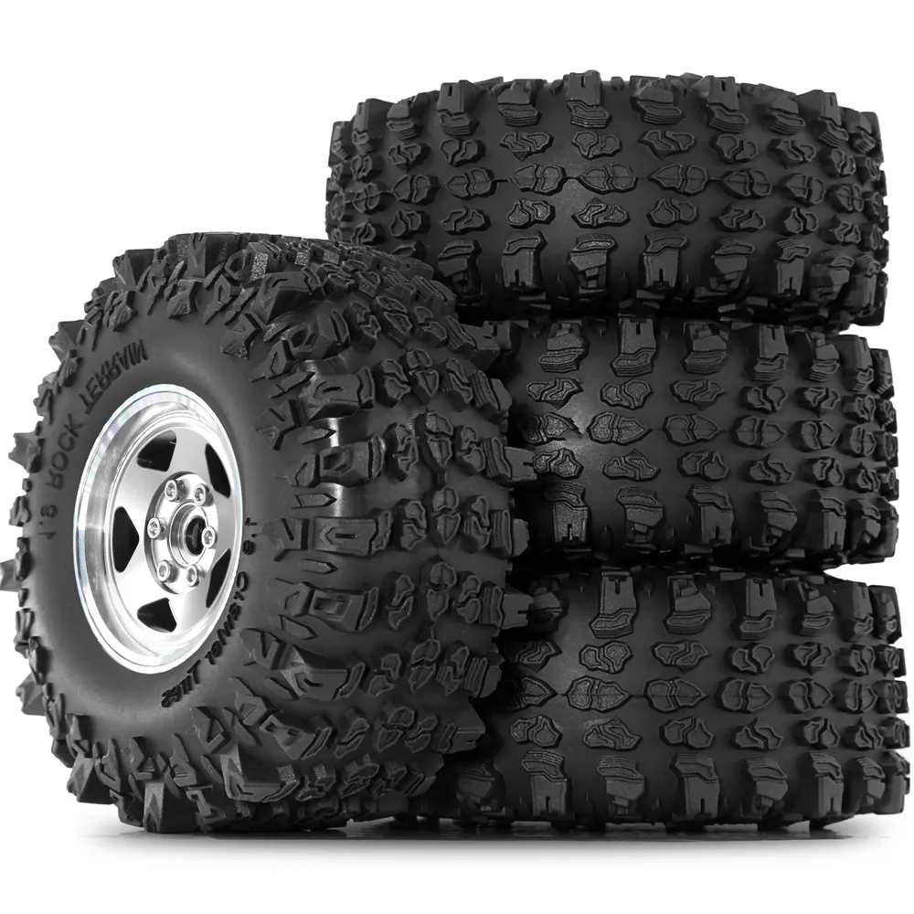 4PCS Upgraded 1.9 Inches Tires Aluminum Alloy Wheel Rims for 1/10 Axial SCX10 III Yikong YK4107 RGT Rock Crawler Climbing Truck RC Cars Vehicles Models Spare Parts R226