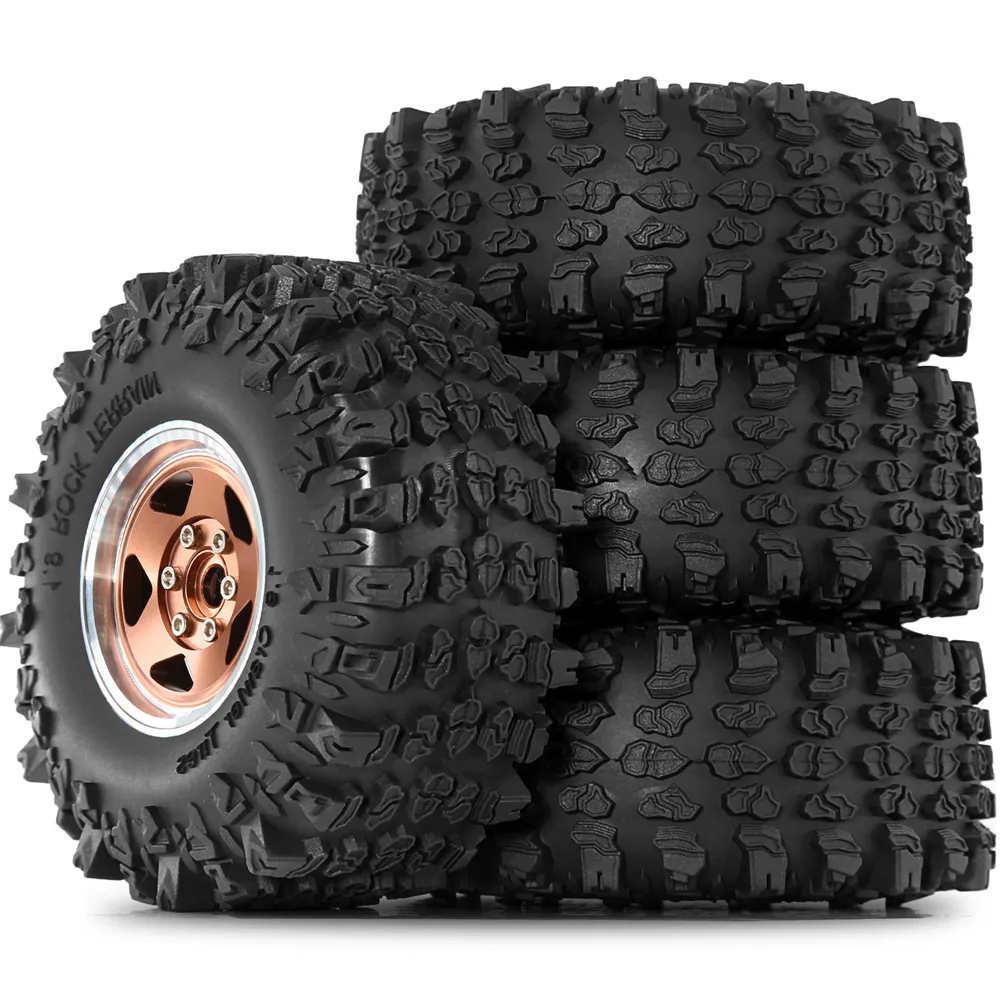 4PCS Upgraded 1.9 Inches Tires Aluminum Alloy Wheel Rims for 1/10 Axial SCX10 III Yikong YK4107 RGT Rock Crawler Climbing Truck RC Cars Vehicles Models Spare Parts R226