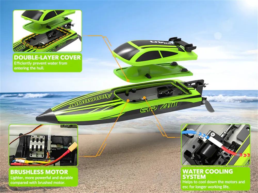 Volantexrc 797-5 SR40 2.4G 30mph RTR Brushless RC Boat Waterproof Auto Self Righting Reverse Water Cooling System Full Proportional High Speed Remote Control Ship Vehicles Models Toys