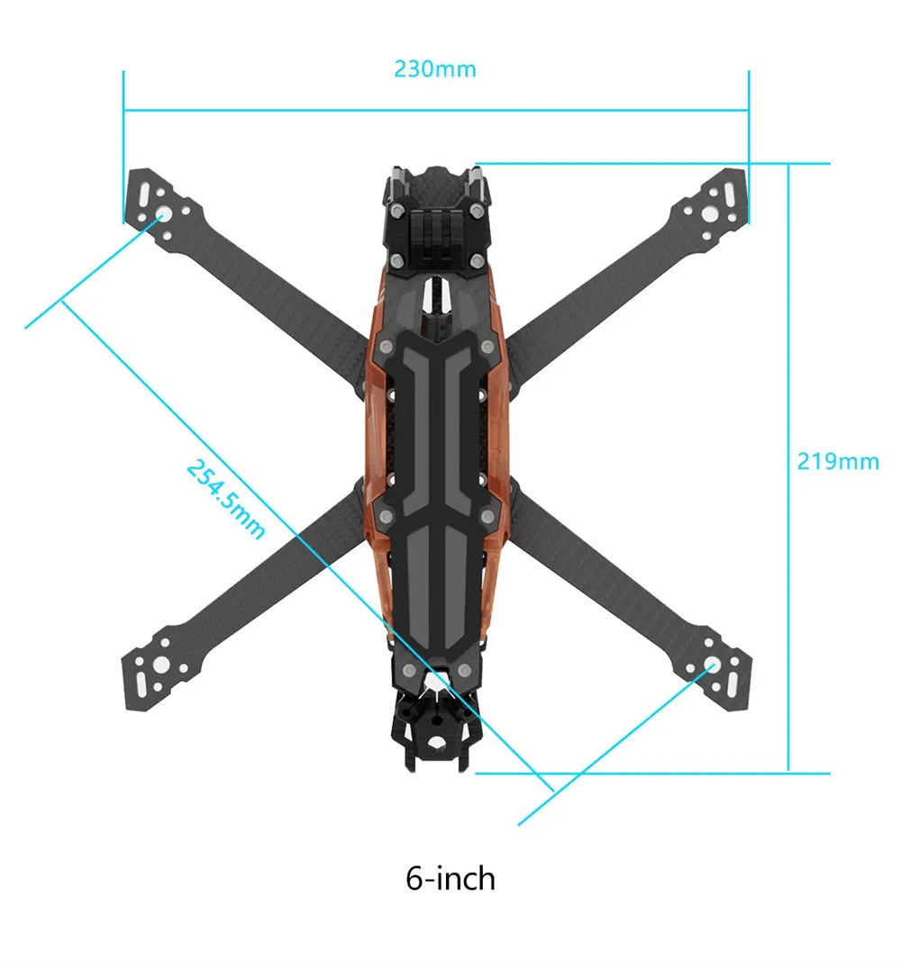 Geprc Vapor X5 230mm 5 Inch / X6 254.5mm 6 Inch 6S Frame Kit Compatible with DJI O4 Pro Air Unit for FPV Racing Drones