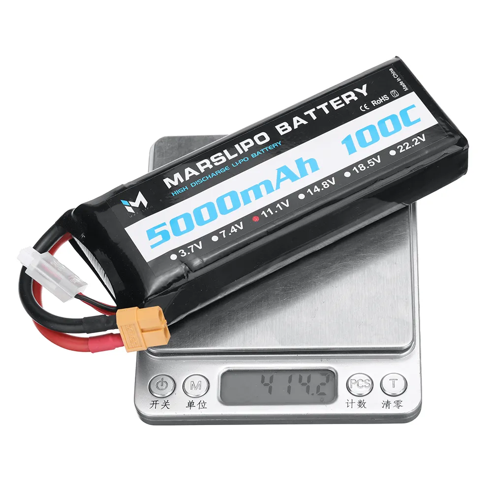 MARSLIPO 11.1V 5000mAh 100C 3S Lipo Battery XT60 Plug for RC Drones