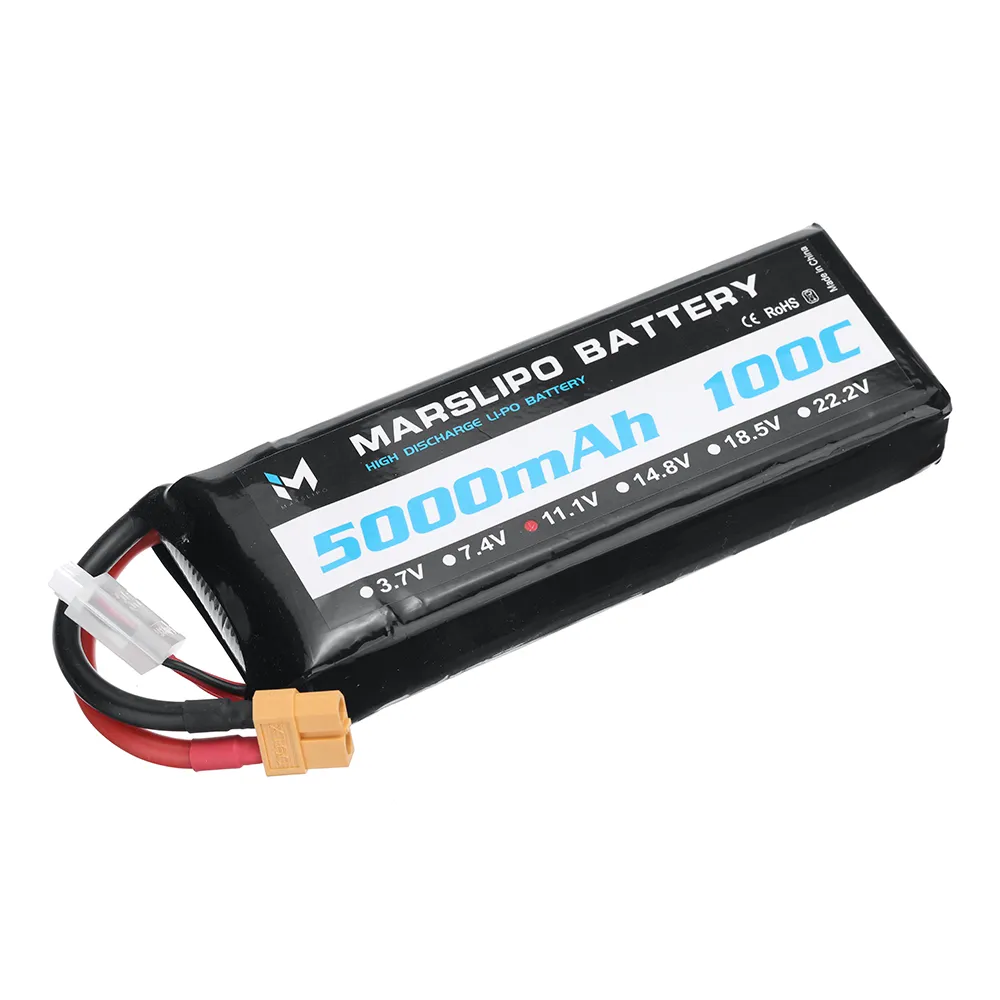 MARSLIPO 11.1V 5000mAh 100C 3S Lipo Battery XT60 Plug for RC Drones