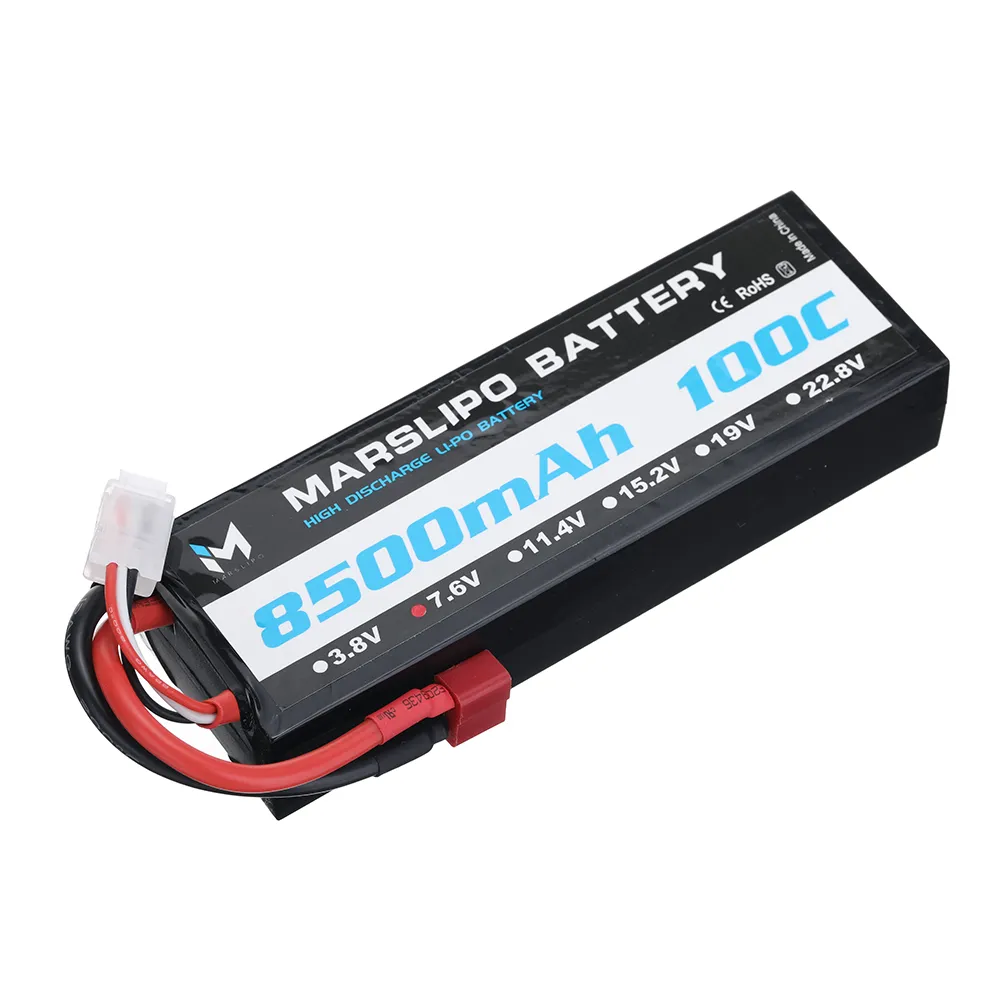 MARSLIPO 7.6V 8500mAh 100C 2S Lipo Battery T Plug for RC Car MARSLIPO 7.6V 8500mAh 100C 2S Lipo Battery T Plug for RC Car