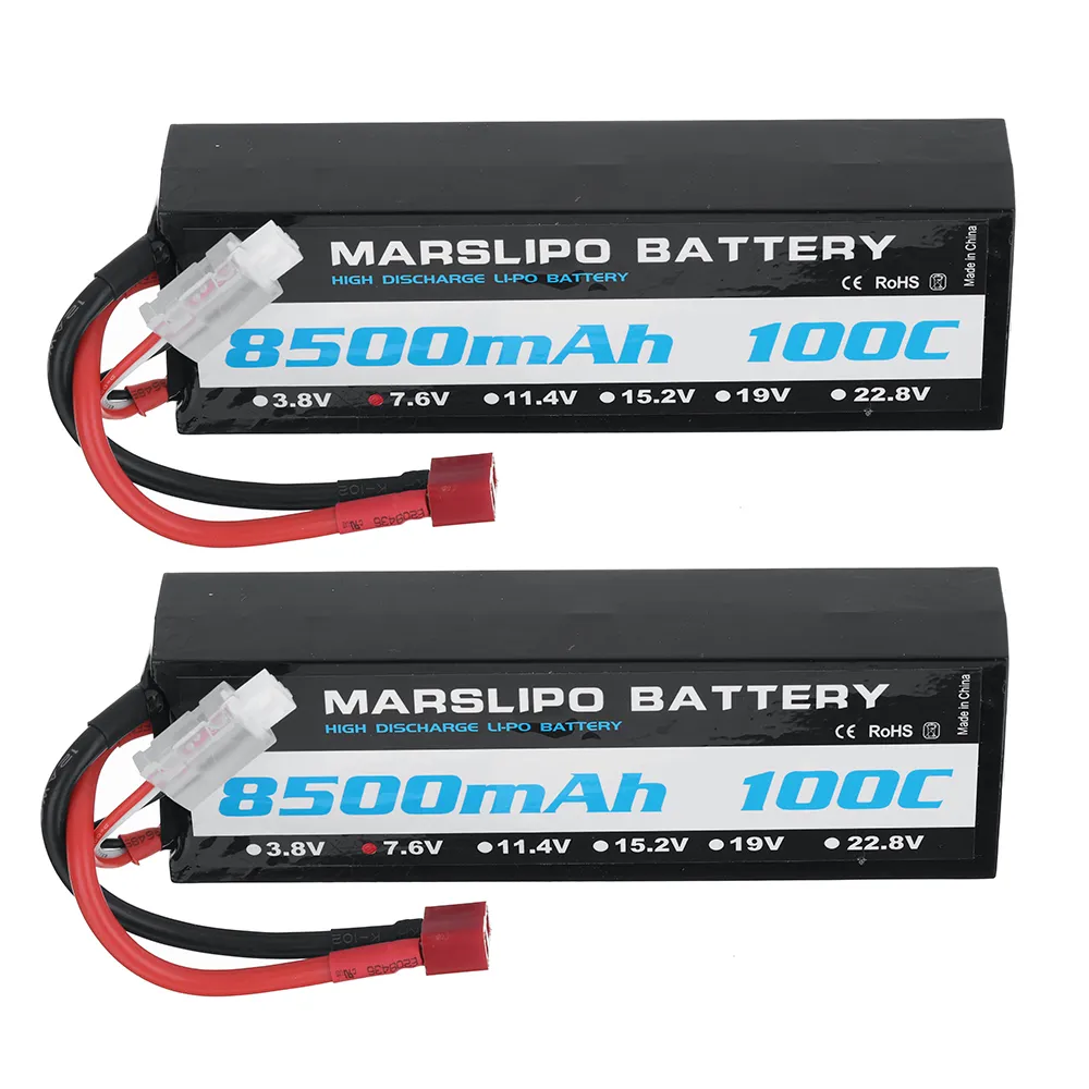 MARSLIPO 7.6V 8500mAh 100C 2S Lipo Battery T Plug for RC Car MARSLIPO 7.6V 8500mAh 100C 2S Lipo Battery T Plug for RC Car