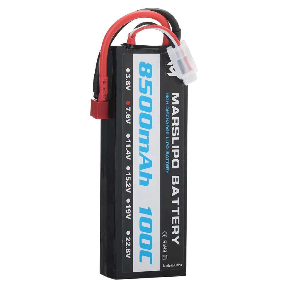 MARSLIPO 7.6V 8500mAh 100C 2S Lipo Battery T Plug for RC Car MARSLIPO 7.6V 8500mAh 100C 2S Lipo Battery T Plug for RC Car