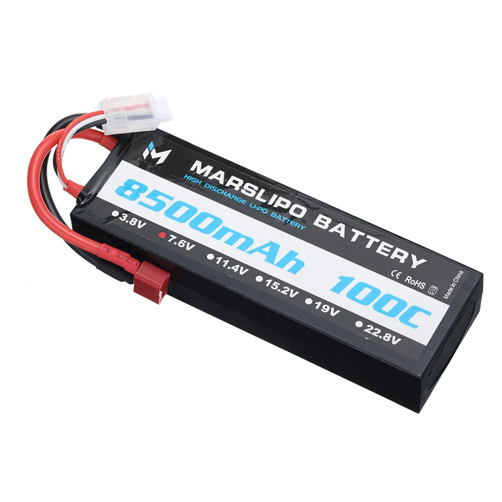 MARSLIPO 7.6V 8500mAh 100C 2S Lipo Battery T Plug for RC Car MARSLIPO 7.6V 8500mAh 100C 2S Lipo Battery T Plug for RC Car