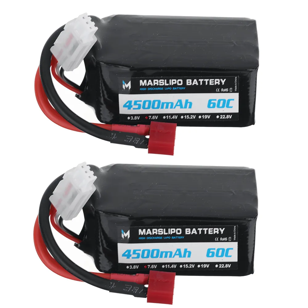 MARSLIPO 7.6V 4500mAh 60C 2S Lipo Battery T Plug for RC Car MARSLIPO 7.6V 4500mAh 60C 2S Lipo Battery T Plug for RC Car