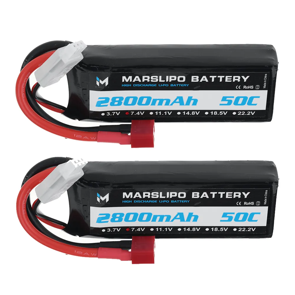MARSLIPO 7.4V 2800mAh 50C 2S Lipo Battery T Plug for RC Car MARSLIPO 7.4V 2800mAh 50C 2S Lipo Battery T Plug for RC Car