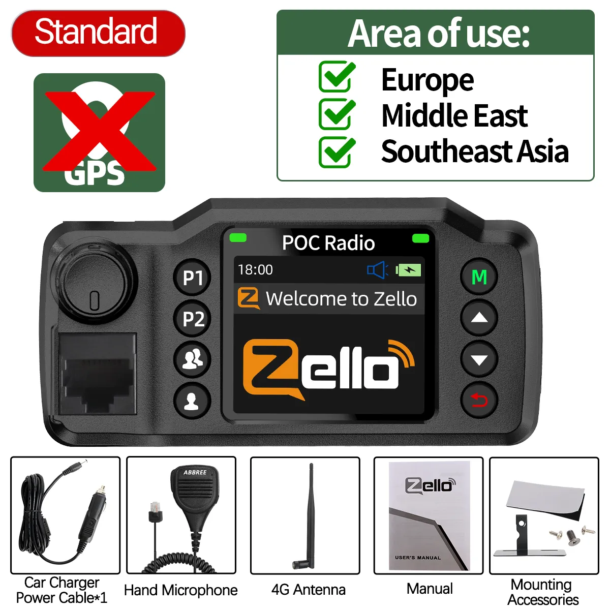 ABBREE GP-8900 Plus 4G Car Radio Dual-SIM Unlimited Distance Zello Android 5.1 POC Radio Clear Sound Large Color Screen