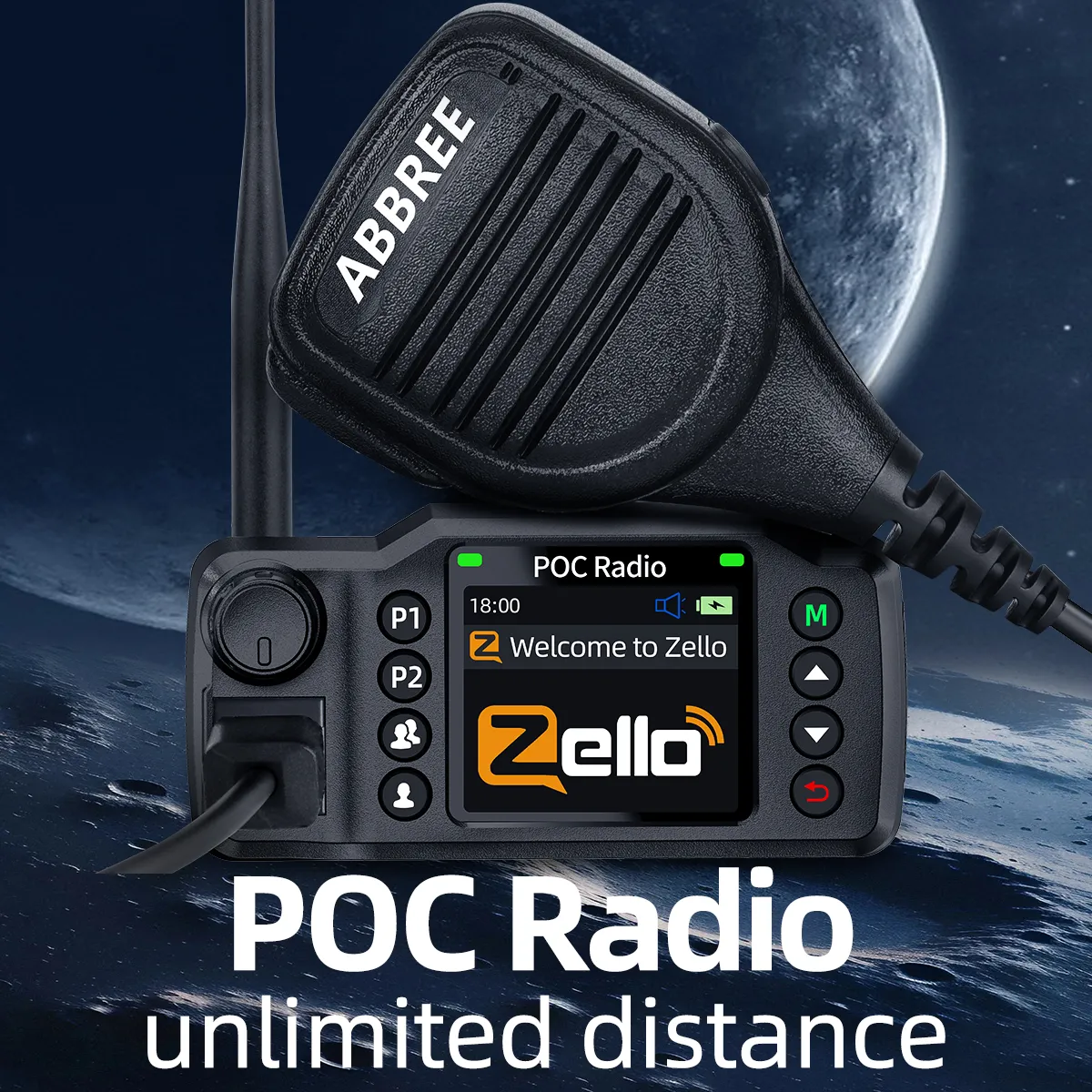 ABBREE GP-8900 Plus 4G Car Radio Dual-SIM Unlimited Distance Zello Android 5.1 POC Radio Clear Sound Large Color Screen