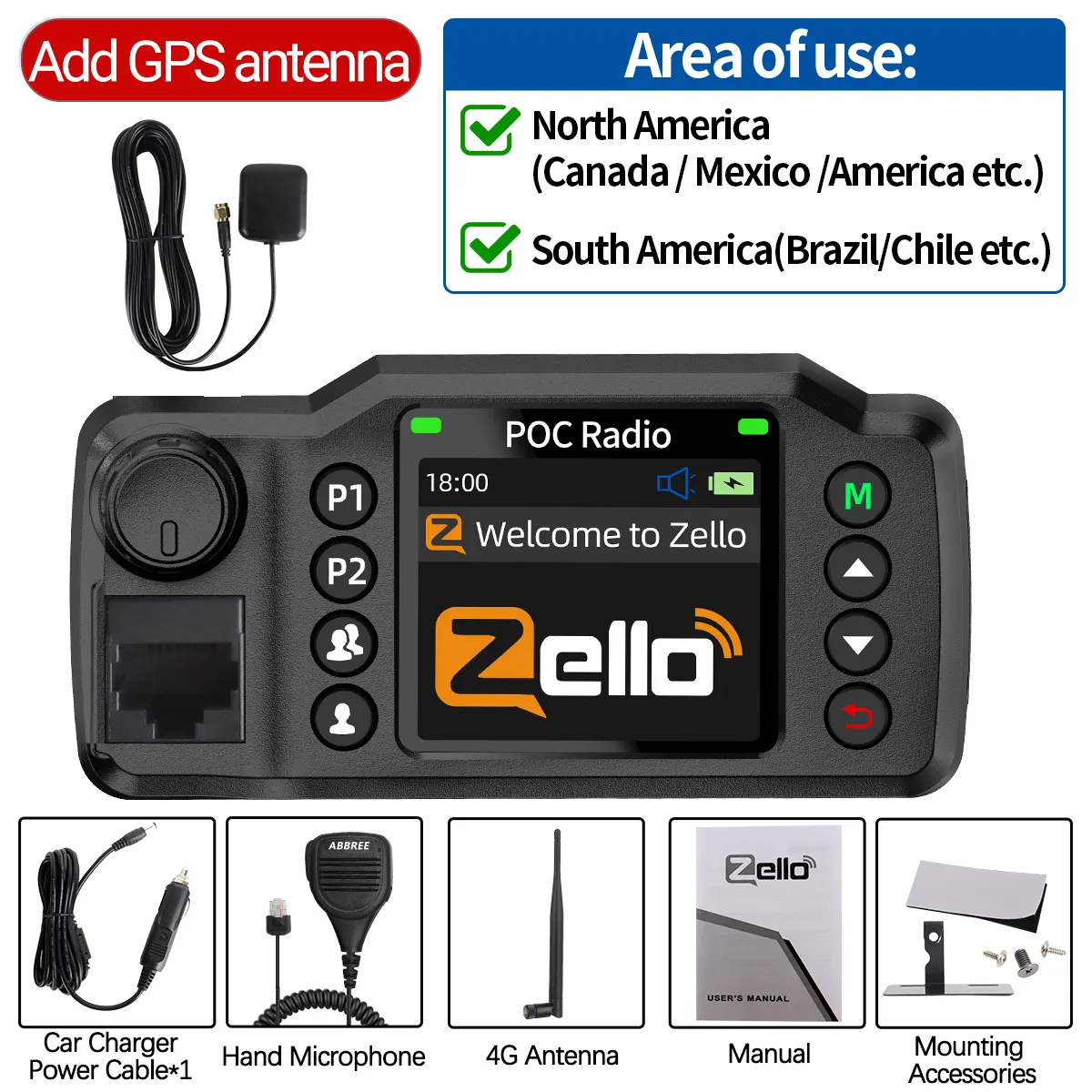ABBREE GP-8900 Plus 4G Car Radio Dual-SIM Unlimited Distance Zello Android 5.1 POC Radio Clear Sound Large Color Screen