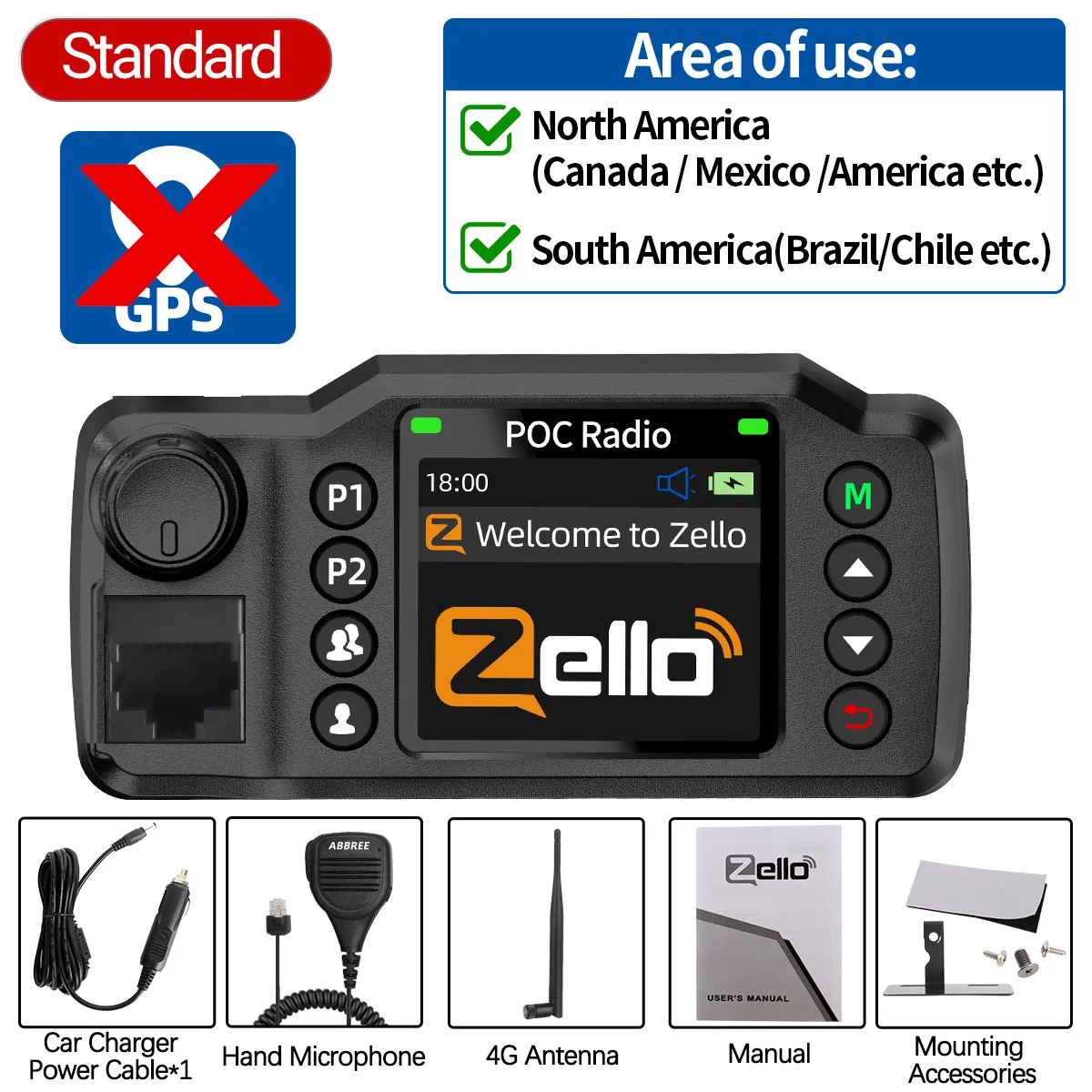 ABBREE GP-8900 Plus 4G Car Radio Dual-SIM Unlimited Distance Zello Android 5.1 POC Radio Clear Sound Large Color Screen