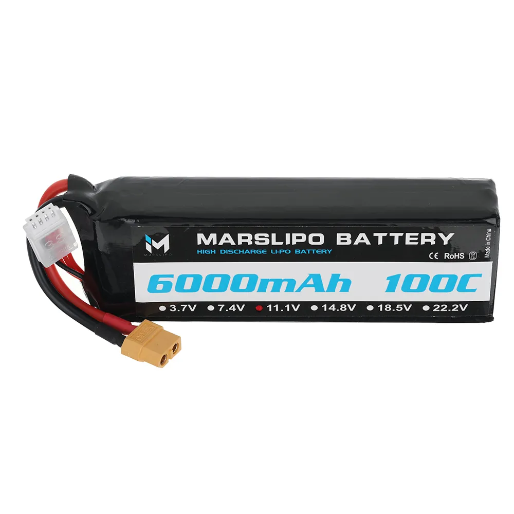 MARSLIPO 11.1V 6000mAh 100C 3S Lipo Battery XT60 Plug for RC Drone MARSLIPO 11.1V 6000mAh 100C 3S Lipo Battery XT60 Plug for RC Drone