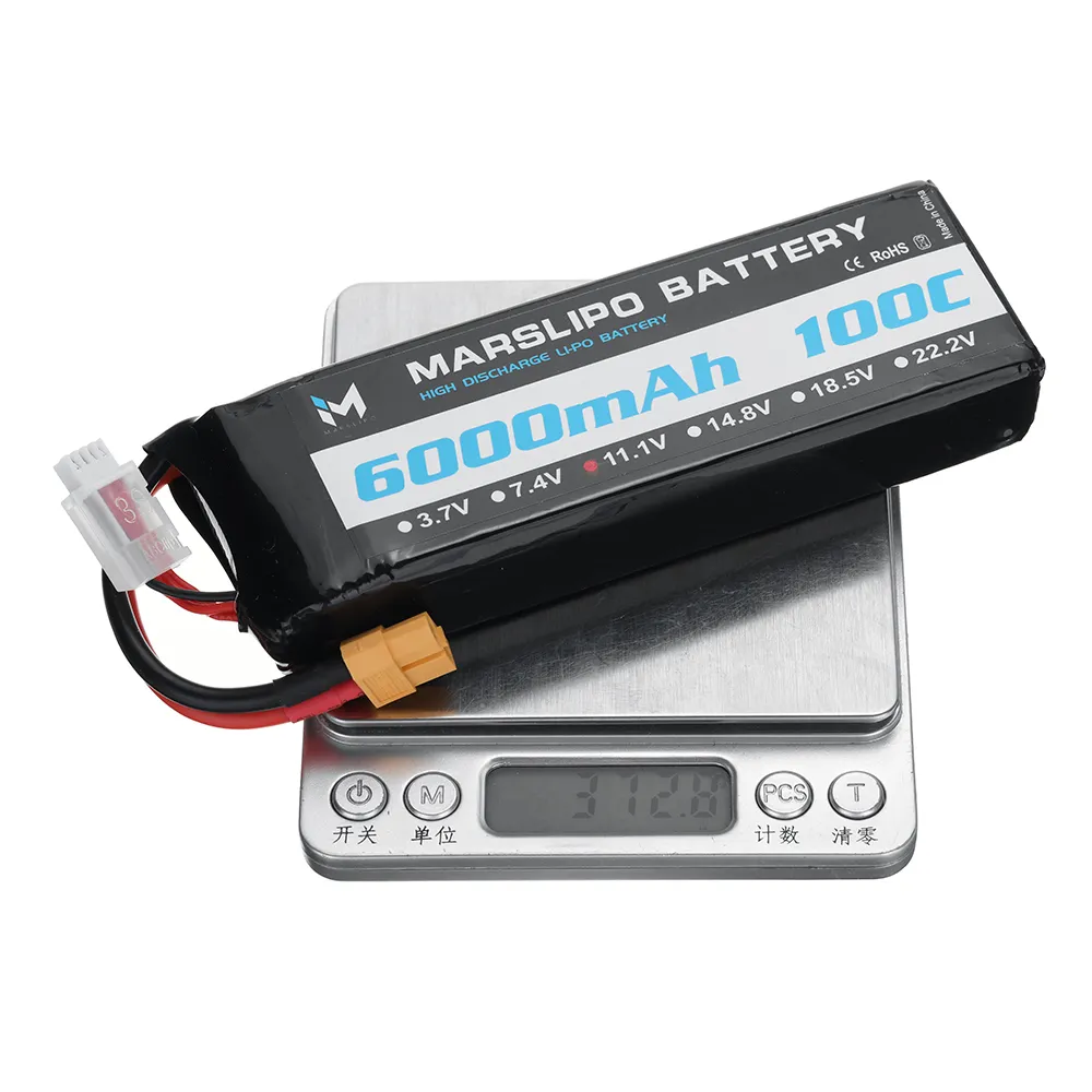 MARSLIPO 11.1V 6000mAh 100C 3S Lipo Battery XT60 Plug for RC Drone MARSLIPO 11.1V 6000mAh 100C 3S Lipo Battery XT60 Plug for RC Drone