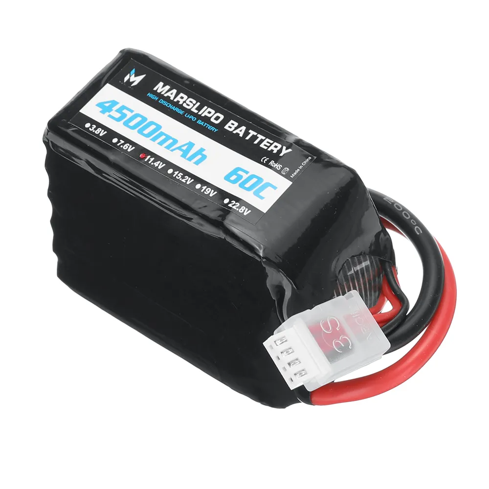 MARSLIPO 11.4V 4500mAh 60C 3S Lipo Battery T Plug with XT60 Adapter for RC Model Toys