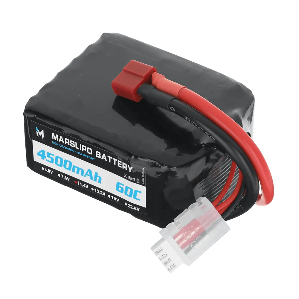 MARSLIPO 11.4V 4500mAh 60C 3S Lipo Battery T Plug with XT60 Adapter for RC Model Toys