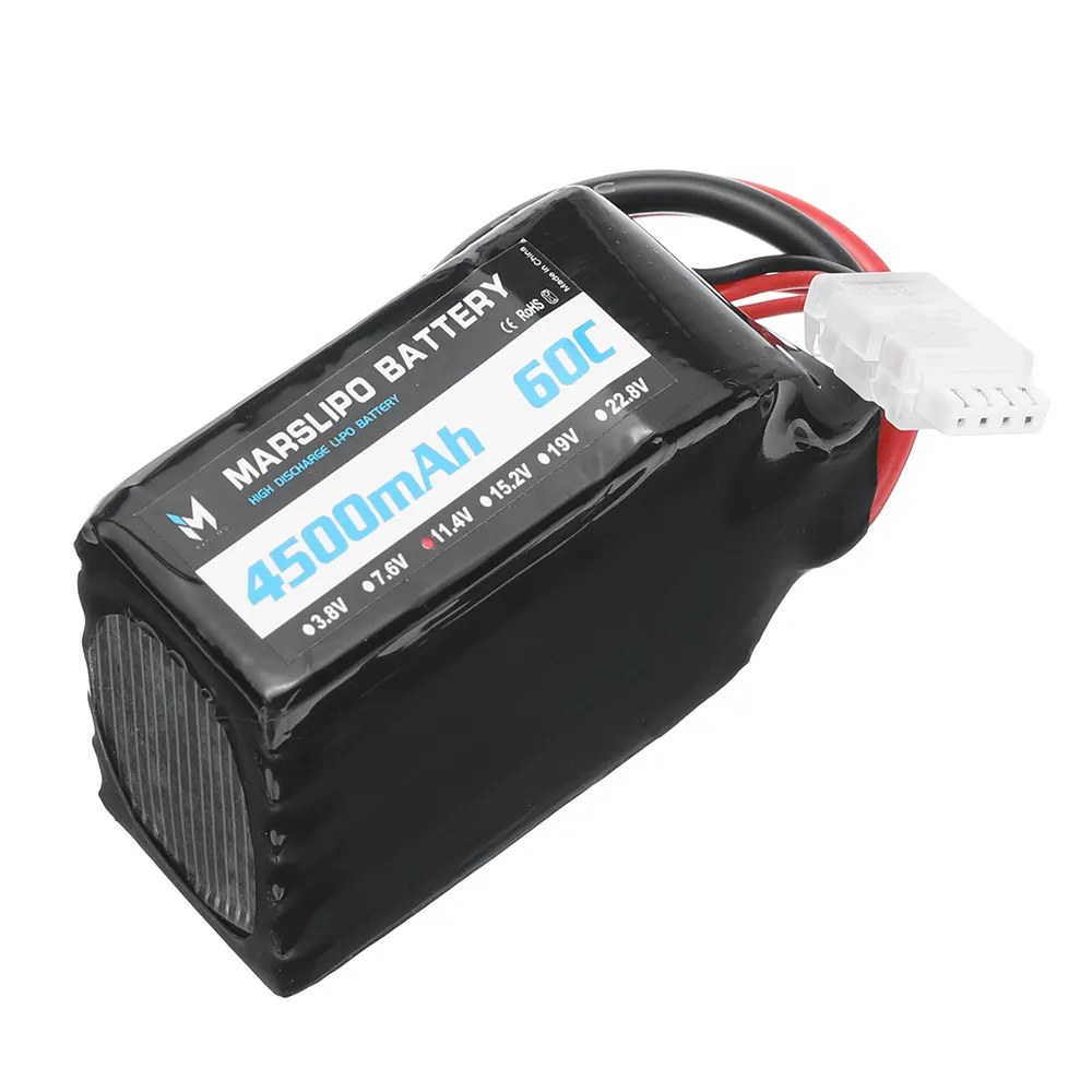 MARSLIPO 11.4V 4500mAh 60C 3S Lipo Battery T Plug with XT60 Adapter for RC Model Toys