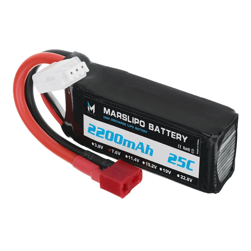 MARSLIPO 7.6V 2200mAh 25C 2S Lipo Battery T Plug with XT60 Adapter for RC Model Toys MARSLIPO 7.6V 2200mAh 25C 2S Lipo Battery T Plug with XT60 Adapter for RC Model Toys